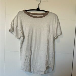 Madewell White Tee with Brown Collar